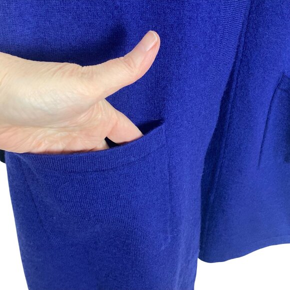 Chicos Wool Kendall Colorblock Coatigan Cardigan 3 XL Blue Black Classic Long - Picture 5 of 13